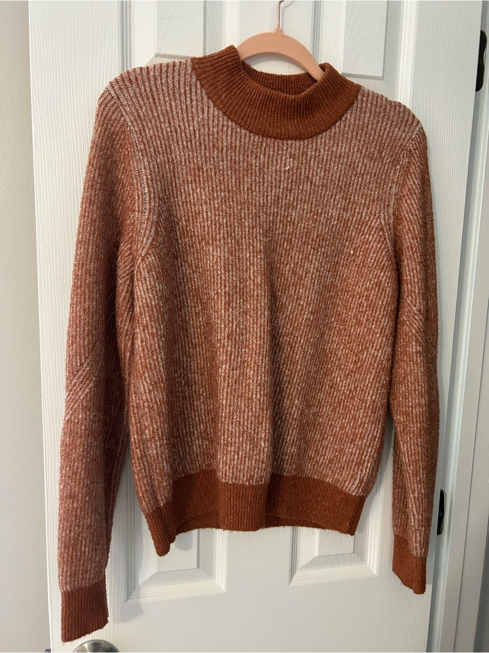 Lulu's Two-Tone Rust Mock Neck Sweater